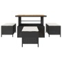 Conjunto de Comedor de Jardín Negro Poliratán
