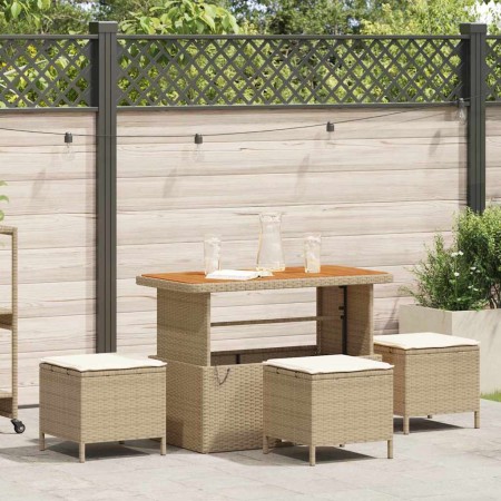 Conjunto de Comedor de Jardín Beige Poliratán
