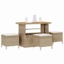 Conjunto de Comedor de Jardín Beige Poliratán