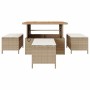 Conjunto de Comedor de Jardín Beige Poliratán