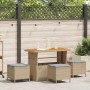 Conjunto de Comedor de Jardín Beige Poliratán