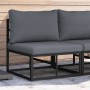 Muebles de Exterior con cojín con almohada Negro Aluminio