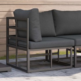 Muebles de Exterior con cojín con almohada Negro Aluminio