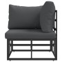 Muebles de Exterior con cojín con almohada Negro Aluminio