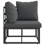 Muebles de Exterior con cojín con almohada Negro Aluminio