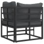 Muebles de Exterior con cojín con almohada Negro Aluminio