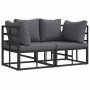 Muebles de Exterior con cojín con almohada Negro Aluminio