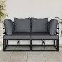 Muebles de Exterior con cojín con almohada Negro Aluminio