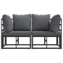 Muebles de Exterior con cojín con almohada Negro Aluminio