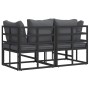Muebles de Exterior con cojín con almohada Negro Aluminio