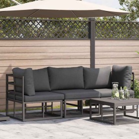 Muebles de Exterior con cojín con almohada Negro Aluminio