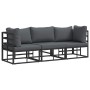 Muebles de Exterior con cojín con almohada Negro Aluminio