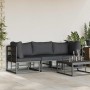 Muebles de Exterior con cojín con almohada Negro Aluminio