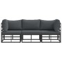 Muebles de Exterior con cojín con almohada Negro Aluminio
