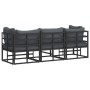 Muebles de Exterior con cojín con almohada Negro Aluminio
