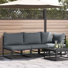 Muebles de Exterior con cojín con almohada Negro Aluminio