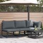 Muebles de Exterior con cojín con almohada Negro Aluminio