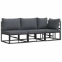 Muebles de Exterior con cojín con almohada Negro Aluminio