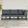 Muebles de Exterior con cojín con almohada Negro Aluminio