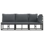 Muebles de Exterior con cojín con almohada Negro Aluminio
