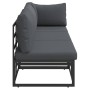 Muebles de Exterior con cojín con almohada Negro Aluminio