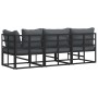 Muebles de Exterior con cojín con almohada Negro Aluminio