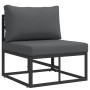 Muebles de Exterior con cojín con almohada Negro Aluminio