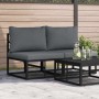 Muebles de Exterior con cojín con almohada Negro Aluminio