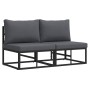 Muebles de Exterior con cojín con almohada Negro Aluminio