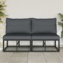 Muebles de Exterior con cojín con almohada Negro Aluminio