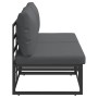 Muebles de Exterior con cojín con almohada Negro Aluminio