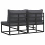Muebles de Exterior con cojín con almohada Negro Aluminio