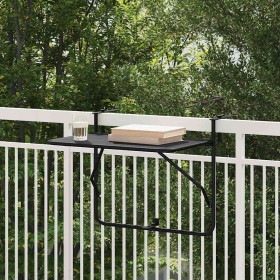 Mesa Colgante de Balcón Negro 60 x 39 x 65 cm Acero