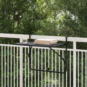 Mesa Colgante de Balcón Negro 60 x 39 x 65 cm Acero