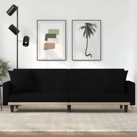 Sofá cama con cojines tela negro de vidaXL, Sofás - Ref: Foro24-351877, Precio: 296,20 €, Descuento: %