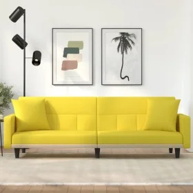 Sofá cama con cojines tela amarillo claro de vidaXL, Sofás - Ref: Foro24-351879, Precio: 261,92 €, Descuento: %