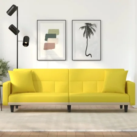 Sofa bed with light yellow fabric cushions by vidaXL, Sofas - Ref: Foro24-351879, Price: 261,92 €, Discount: %