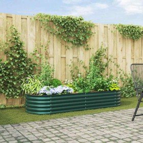 Arriate elevado Verde 240 x 80 x 44 cm Acero en Maceteros y jardineras | Comprar online en Foro24