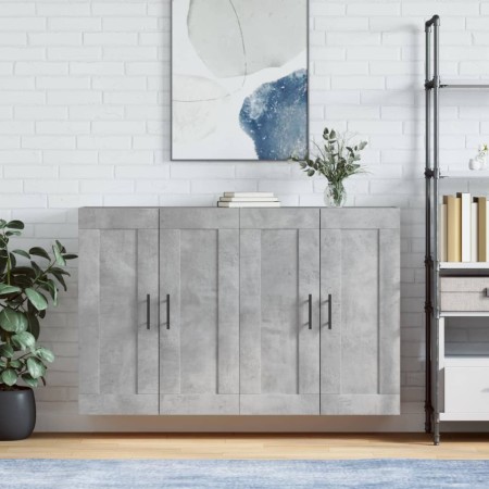 Wandregale 2 Stück aus grauem Beton-Ingenieurholz von vidaXL, Sideboards - Ref: Foro24-3198045, Preis: 132,41 €, Rabatt: %