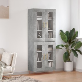 Concrete gray plywood tall sideboard 69.5x34x180 cm by vidaXL, Sideboards - Ref: Foro24-3198269, Price: 169,65 €, Discount: %