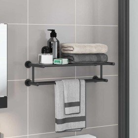 Soporte para toallas Negro 61 x 23 x 17 cm Acero inoxidable Soporte para toallas Negro 61 x 23 x 17 cm Acero inoxidable