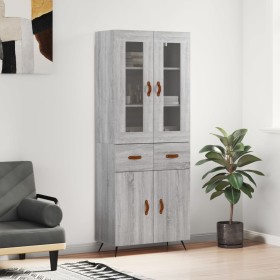 Hohes Sideboard aus sonomagrauem Sperrholz, 69,5 x 34 x 180 cm von vidaXL, Sideboards - Ref: Foro24-3198511, Preis: 166,50 €,...