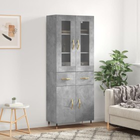 Aparador alto madera contrachapada gris hormigón 69,5x34x180 cm by vidaXL, Sideboards - Ref: Foro24-3198517, Price: 163,33 €,...