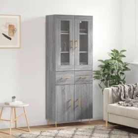 Aparador alto madera contrachapada gris sonoma 69,5x34x180 cm de vidaXL, Aparadores - Ref: Foro24-3198527, Precio: 165,55 €, ...