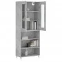 Aparador alto madera contrachapada gris hormigón 69,5x34x180 cm by vidaXL, Sideboards - Ref: Foro24-3198709, Price: 132,80 €,...