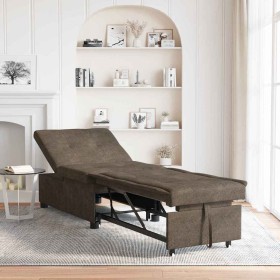 Sofá Cama Gris oscuro 67 x 194 x 38 cm Cuero de ante sintético Sofá Cama Gris oscuro 67 x 194 x 38 cm Cuero de ante sintético