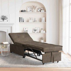 Sofá Cama Gris oscuro 67 x 194 x 38 cm Cuero de ante sintético Sofá Cama Gris oscuro 67 x 194 x 38 cm Cuero de ante sintético