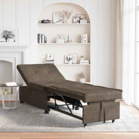 Sofá Cama Gris oscuro 67 x 194 x 38 cm Cuero de ante sintético