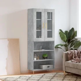 Concrete gray plywood tall sideboard 69.5x34x180 cm by vidaXL, Sideboards - Ref: Foro24-3198717, Price: 133,86 €, Discount: %