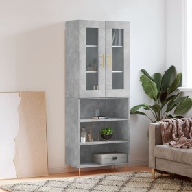Hohes Sideboard aus betongrauem Sperrholz, 69,5 x 34 x 180 cm von vidaXL, Sideboards - Ref: Foro24-3198717, Preis: 135,79 €, ...